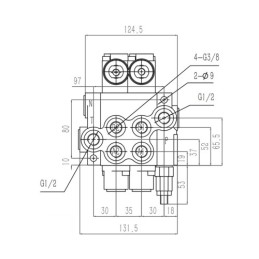 Hidraulinis skirstytuvas, 2 sekcijos, 40L, viena sekcija, „Hydroleader“ su skląsčiu