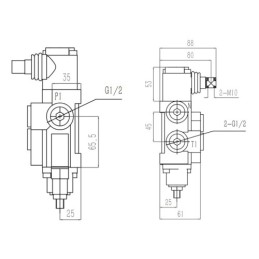 Hidraulinis skirstytuvas, 2 sekcijos, 40L, viena sekcija, „Hydroleader“ su skląsčiu
