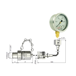 Serviso rinkinys alyvos slėgiui matuoti ir hidraulinės sistemos diagnostikai. 250 barų slėgio matuoklis + 1000 mm žarna su 1/4 c