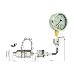 Serviso rinkinys alyvos slėgiui matuoti ir hidraulinės sistemos diagnostikai. 250 barų slėgio matuoklis + 1000 mm žarna su M14x1