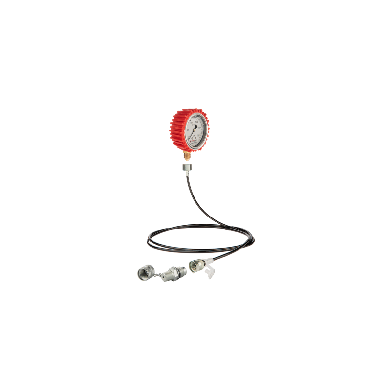 Serviso rinkinys alyvos slėgiui matuoti ir hidraulinės sistemos diagnostikai. 250 barų slėgio matuoklis + 2000 mm žarna su 1/4 c