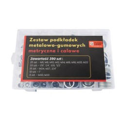 Metalinių-guminių poveržlių M6-M33 rinkinys, 390 dalių