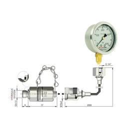 Serviso rinkinys alyvos slėgiui matuoti ir hidraulinės sistemos diagnostikai. 400 barų slėgio matuoklis + 2000 mm žarna su M12x1