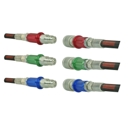 Trys rinkiniai „Euro Iso“ greitųjų jungčių M18x1.5 kištukų ir lizdų su spalvotais žymekliais