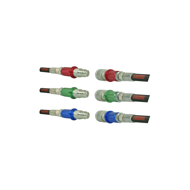 Trys rinkiniai „Euro Iso“ greitųjų jungčių M18x1.5 kištukų ir lizdų su spalvotais žymekliais