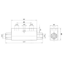 Dvigubas atbulinis vožtuvas VBPDE 3/4 100L/min HLR