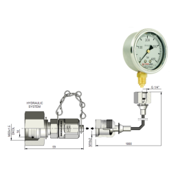 Serviso rinkinys alyvos slėgiui matuoti ir hidraulinės sistemos diagnostikai. 400 barų slėgio matuoklis + 1000 mm žarna su DKOL 