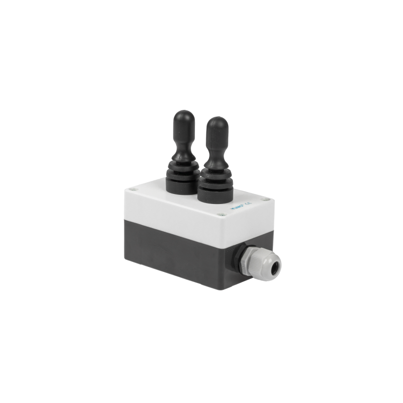 Korpusas su dviem trijų padėčių elektrinėmis valdymo svirtimis su spyruokliniu ir skląsčio padėties nustatymu