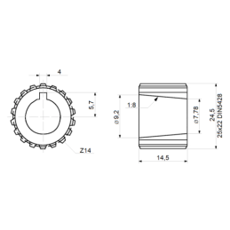 Guolio atramos tvirtinimas su kūginiu ritininiu guoliu 1 grupės varikliui arba 1:8 Z14 siurbliui komplekte su sankaba