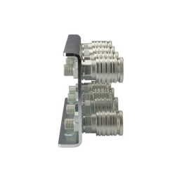 Lizdų išdėstymas aštuonioms M22x1,5 greito prijungimo jungtims tvirtinti