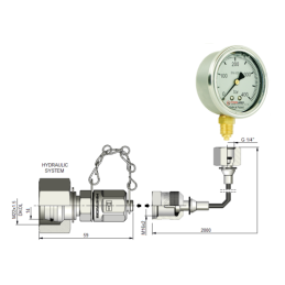 Serviso rinkinys alyvos slėgiui matuoti ir hidraulinės sistemos diagnostikai. 400 barų slėgio matuoklis + 2000 mm žarna su DKOL 