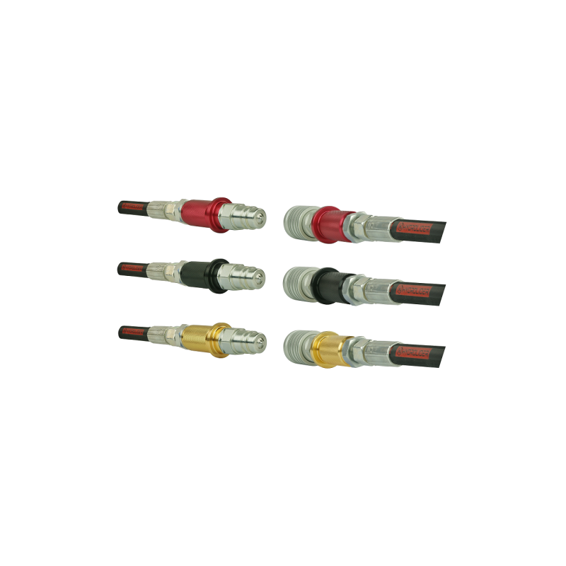 Trys rinkiniai „Euro Iso“ greitųjų jungčių M22x1.5 kištukas + lizdas su spalvotais žymekliais