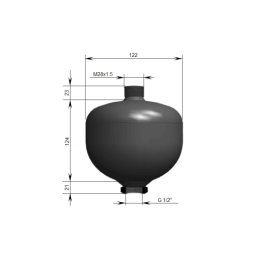 Vienos diafragmos amortizatorius, talpa: 0,7 l, įkrovimo slėgis: 100 bar