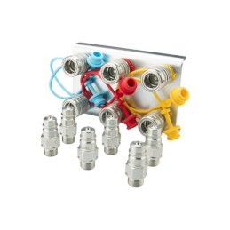 Lizdų plokštė šešiems greito prijungimo lizdams + euro kištukams M18x1.5 montuoti