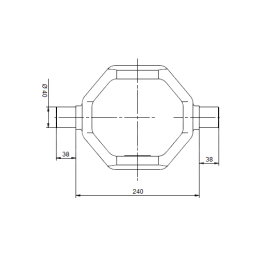 Teleskopinis cilindro laikiklis apvertimui. Matmenys: 40, aukštis: 150, plotis: 240.