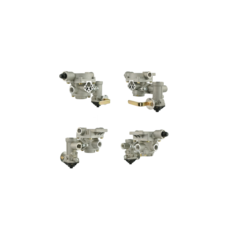 Pagrindinis vožtuvas HZS-4, valdantis priekabos stabdžius. 4 diapazonų priekabos stabdymo jėgos reguliatorius 1 ir 2 grandinių o