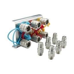 Lizdų plokštė šešiems greito prijungimo lizdams + euro kištukams M22x1.5 montuoti