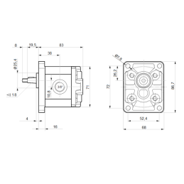 Hidraulinis krumpliaratinis siurblys, 1 grupė, dešininis sukimasis, našumas: 3,20 cm3/aps., našumas (1500 aps./min.): 4,80 l/min