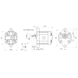 Hidraulinis krumpliaratinis siurblys, 0,5 grupė, dešininis sukimasis, tūris: 0,16 cm3/aps., našumas (1500 aps./min.): 0,24 l/min