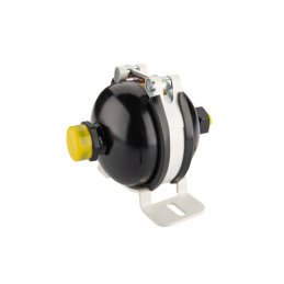 Hidraulinis akumuliatorius su hidrauliniu amortizatoriumi, tvirtinimo spaustukas, talpa: 0,5 l, įkrovimo slėgis: 100 bar.