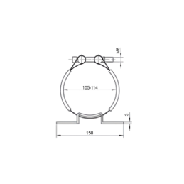 Hidraulinis akumuliatorius su hidrauliniu amortizatoriumi, tvirtinimo spaustukas, talpa: 0,5 l, įkrovimo slėgis: 100 bar.