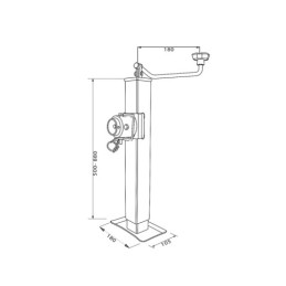 Priekabos atraminė koja su horizontaliu švaistikliu, 2000 kg, 500 mm, rankiniu būdu reguliuojama