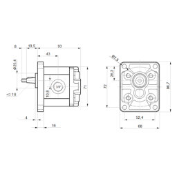 Hidraulinis krumpliaratinis siurblys, 1 grupė, dešininis sukimasis, našumas: 5,80 cm3/aps., našumas (1500 aps./min.): 8,70 l/min