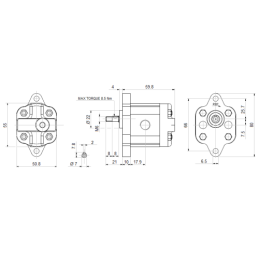 Hidraulinis krumpliaratinis siurblys, 0,5 grupė, dešininis sukimasis, tūris: 0,38 cm3/aps., našumas (1500 aps./min.): 0,57 l/min