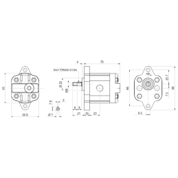 Hidraulinis krumpliaratinis siurblys, 0,5 grupė, dešininis sukimasis, tūris: 1,50 cm3/aps., našumas (1500 aps./min.): 2,25 l/min