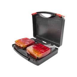 Dviejų belaidžių LED galinių žibintų su stipriu magnetu rinkinys, nešiojimo dėklas ir priedai