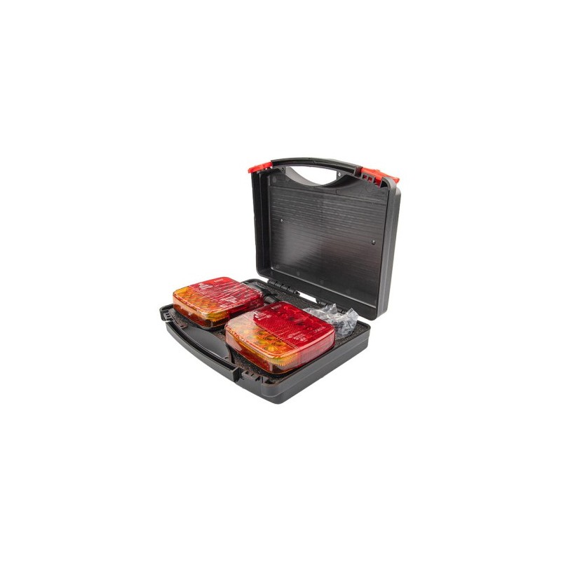 Dviejų belaidžių LED galinių žibintų su stipriu magnetu rinkinys, nešiojimo dėklas ir priedai