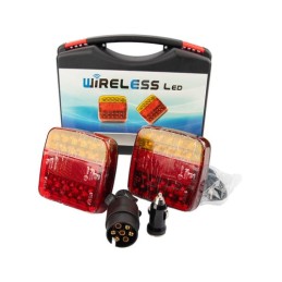 Dviejų belaidžių LED galinių žibintų su stipriu magnetu rinkinys, nešiojimo dėklas ir priedai