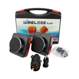 Dviejų belaidžių LED galinių žibintų su stipriu magnetu rinkinys, nešiojimo dėklas ir priedai