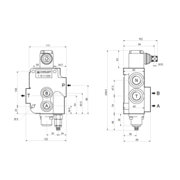 Hidraulinis skirstytuvas 1 sekcijos 50 l/min P80 su jungtimis 22/18 Hydrolider
