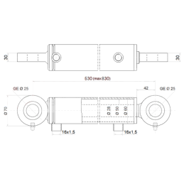 Hidraulinio cilindro plūgo griebtuvas CJ2F-50/28/300B L:530 U25S