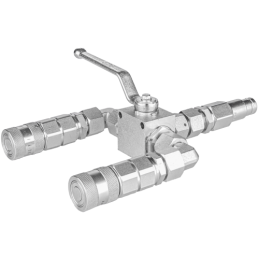 Hidraulinis skirstytuvas. 3/2 hidraulinis rutulinis vožtuvas + greitos jungtys