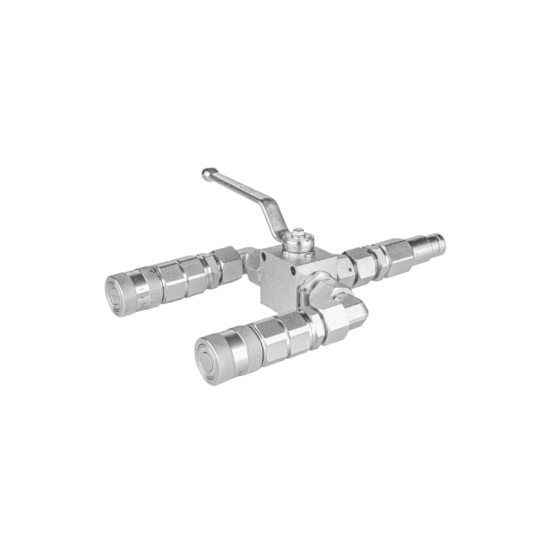 Hidraulinis skirstytuvas. 3/2 hidraulinis rutulinis vožtuvas + greitos jungtys