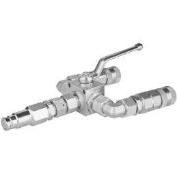 Hidraulinis skirstytuvas. 3/2 hidraulinis rutulinis vožtuvas + greitos jungtys