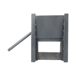 Pilnas grūdų iškrovimo latakas su slopintuvu priekabos pusei, su svirtimi ir bunkeriu