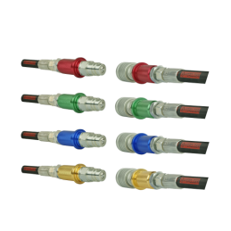 Keturi rinkiniai „Euro Iso“ greitųjų jungčių M22x1.5 kištukas + lizdas su spalvotais žymekliais