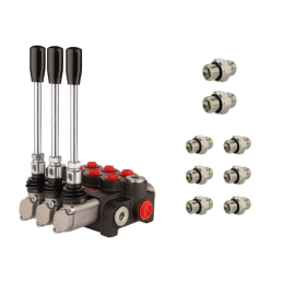 3 sekcijų hidraulinis skirstytuvas 40 l/min. 3P40 su 22/18 jungtimis „Hydrolider“