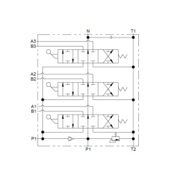 3 sekcijų hidraulinis skirstytuvas 40 l/min. 3P40 su 22/18 jungtimis „Hydrolider“