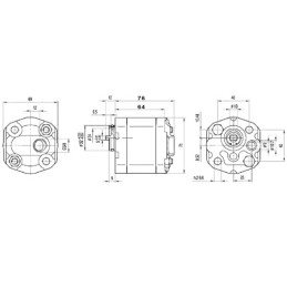 Hidraulinis krumpliaratinis siurblys, 1 grupė, kairinis sukimasis, tūris: 1,6 cm3/aps., našumas (1500 aps./min.): 24 l/min.