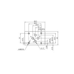 Hidraulinis skirstytuvas CETOP 3 NG6 Rankiniu būdu valdoma 2 padėčių slankioklė su svirtimi