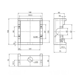 Teleskopinis cilindro laikiklis apvertimui. Matmenys: 40, aukštis: 120, plotis: 135.