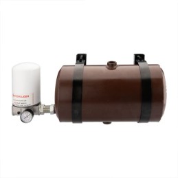 Universalus metalinis hidraulinės alyvos bakas, 10 litrų talpos, statinės tipo, komplektuojamas su grįžtamojo filtro ir 206 mm s