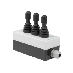 Korpusas su trimis trijų padėčių elektrinėmis valdymo svirtimis su spyruokliniu ir fiksavimo padėties nustatymu