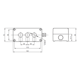 Korpusas su trimis trijų padėčių elektrinėmis valdymo svirtimis su spyruokliniu ir fiksavimo padėties nustatymu