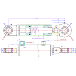 Dvigubo veikimo cilindro ilgis: 432 mm, eiga: 200 mm, CJ2F-50/28/200 U25