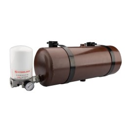 Universalus metalinis hidraulinės alyvos bakas, talpa 15 litrų, statinės tipo, komplektuojamas su grįžtamuoju filtru ir 206 mm s